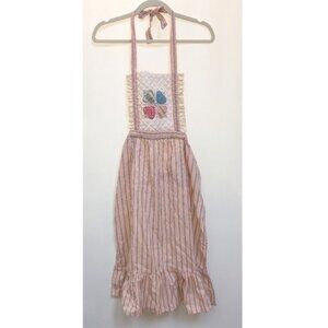 VTG Gourmet Gallery Pink Patchwork Hearts Cottagecore Girly Full Bib Apron